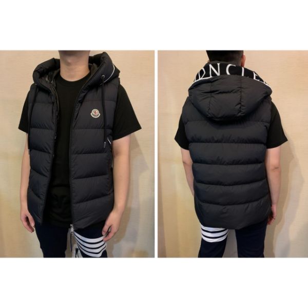 Moncler 經典 帽子字母設計 羽絨背心 黑色 白色