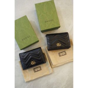 Gucci marmont 馬夢 牛皮金屬雙G Logo牛皮 皮夾 長夾 短夾